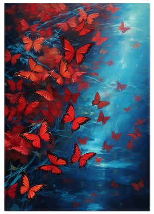 Affiche papillon rouge et bleu