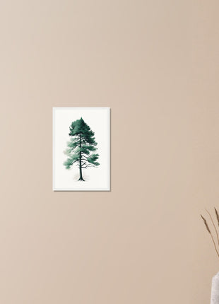 Minimalist tree on white background poster