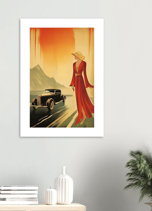 Retro-Dame und Auto-Poster