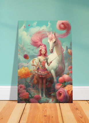 Fille avec son affiche licorne