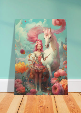 Póster Niña con su unicornio.