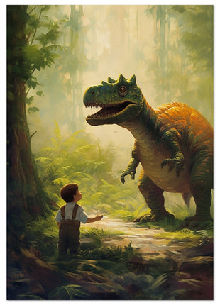 Póster dinosaurio y niño