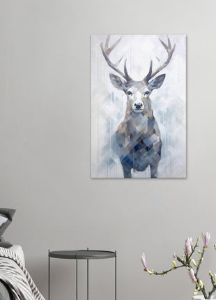 Deer in the mist with geometric blend poster