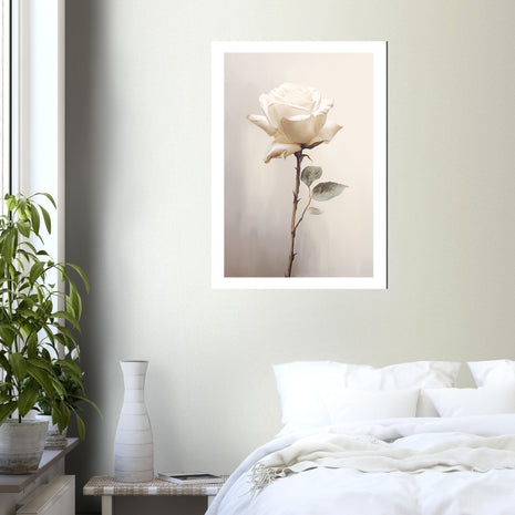 Elegant White Rose – Minimalist Floral Art Print