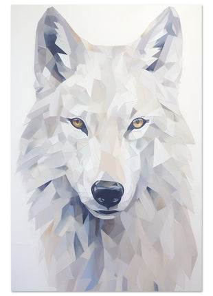 White wolf geometric poster