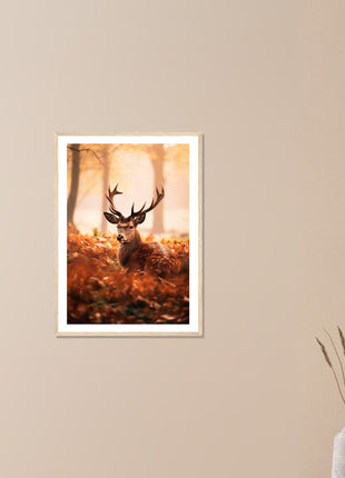 Deer in fall woods poster