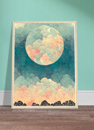 Moon with orange hue poster