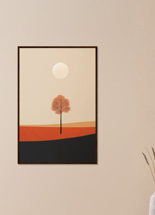 Cartel de paisaje de sol de otoño.