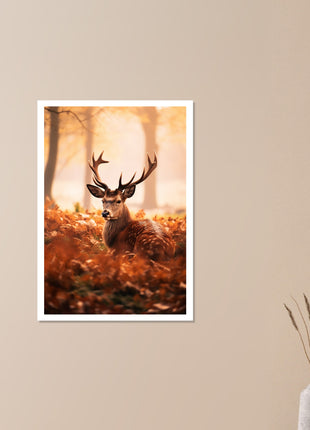 Cerf en bois d'automne Poster