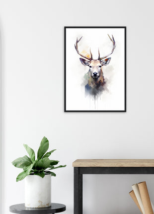 Majestic Stag Watercolor Art - farmhouse print