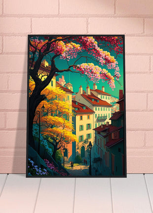 Colorful Town In Spring Poster