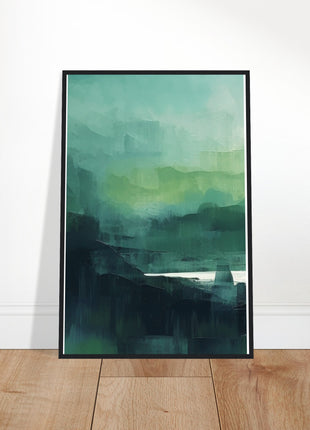 Green abstract sunrise landscape poster (part 1 of 3)