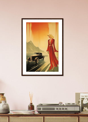 Retro lady any and car poster