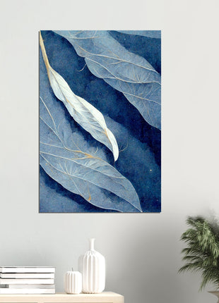 Blue abstract leafs poster