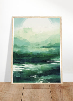 Green abstract sunrise landscape poster (part 2 of 3)