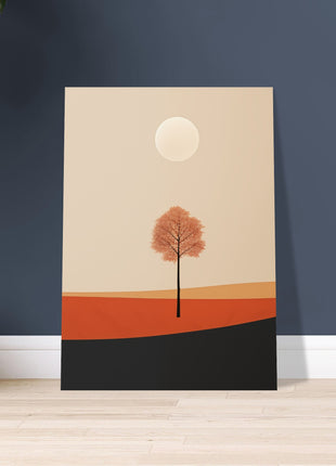 Cartel de paisaje de sol de otoño.