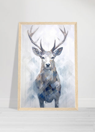 Deer in the mist with geometric blend poster