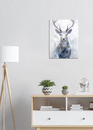 Deer in the mist with geometric blend poster