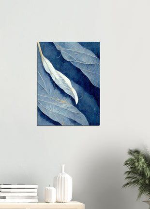 Blue abstract leafs poster