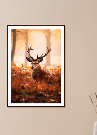 Cerf en bois d'automne Poster