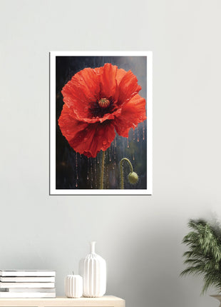 Poppy in the rain poster