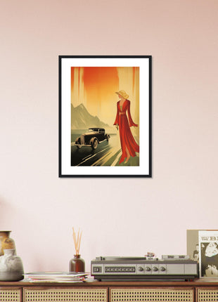 Retro lady any and car poster