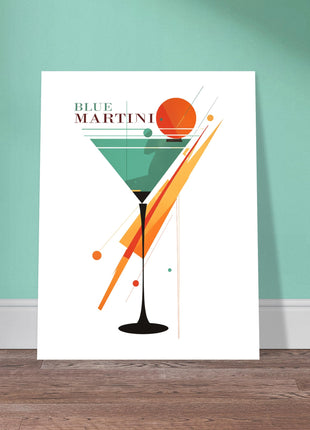 Affiche vintage de cocktail Blue Martini