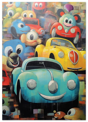 Cartel de coches divertidos para niños.