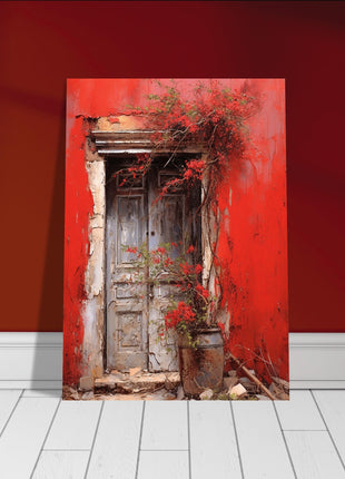 Red rustic entrance poster