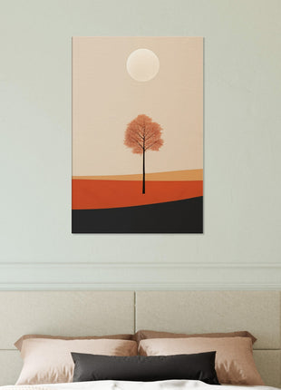 Cartel de paisaje de sol de otoño.