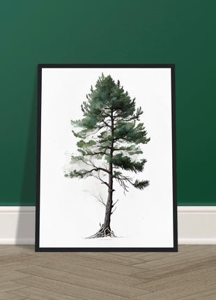 Minimalist serene pine tree poster