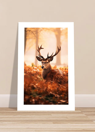 Deer in fall woods poster