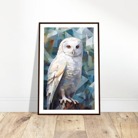 White Owl in Geometric Abstract Art