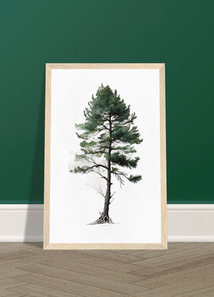 Minimalist serene pine tree poster