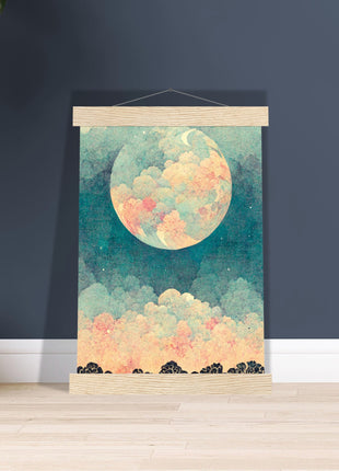 Moon with orange hue poster