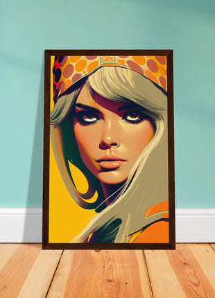 Retro Lady Poster - Yellow Orange Tone