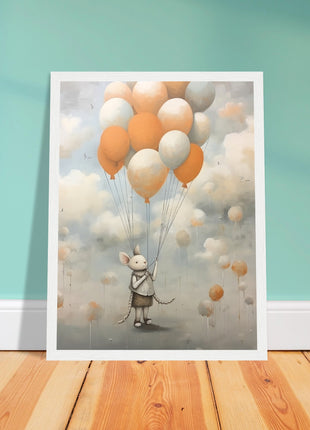 Mouse with balloons kids room poster