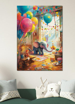 Elephant in playroom kids poster