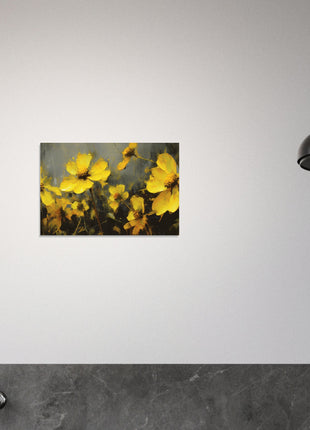 Yellow spring flowers on darker background poster