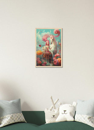 Fille avec son affiche licorne