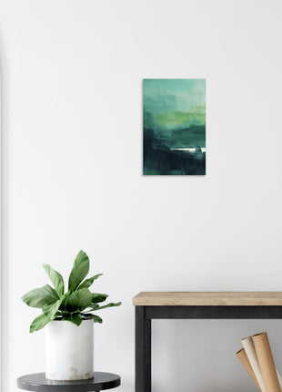 Green abstract sunrise landscape poster (part 1 of 3)