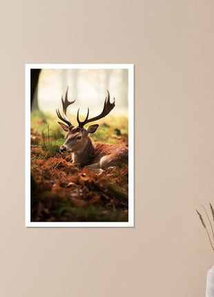 Deer in the woods poster