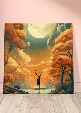 Paysage d'automne de cerfs - Affiche d'automne