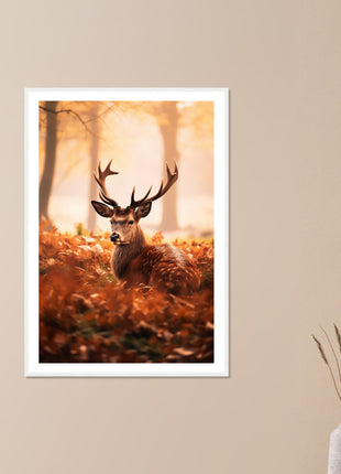 Plakat mit Hirschen im Herbstwald