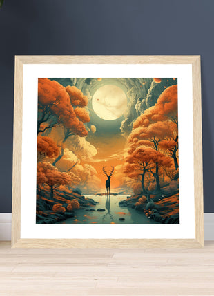 Deer fall landscape - Fall poster