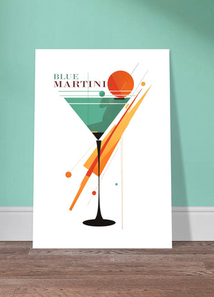 Affiche vintage de cocktail Blue Martini