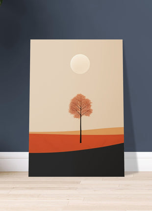 Cartel de paisaje de sol de otoño.