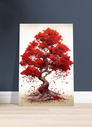 Red tree drawing poster