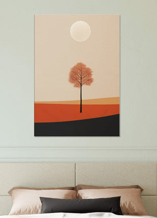 Cartel de paisaje de sol de otoño.