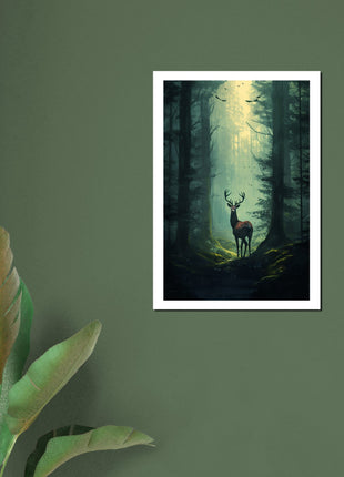 Deer in the woods poster